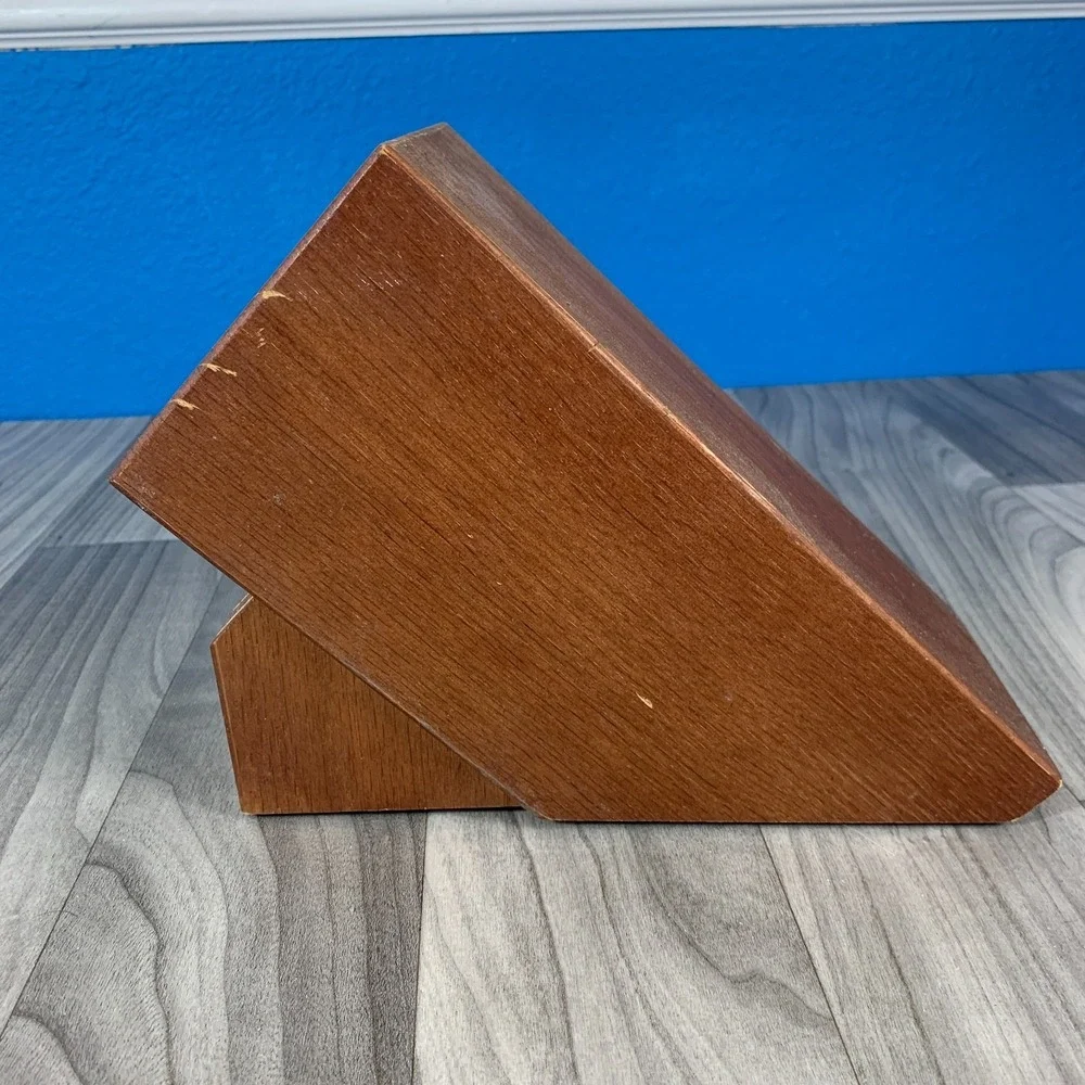 Cutco 13 Slot Solid Oak Knife Block 12 Knives 1 Sharpener Hole USA